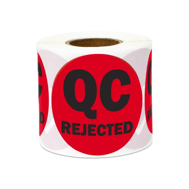 OfficeSmartLabels QC Rejected Label Stickers - 2 Inch Round Circle Dot in Vibrant Red Color Coding for Inventory Quality Control Production Line Warehouse Inventory Management Inspection Stickers - 300 Labels per Roll - Image 1